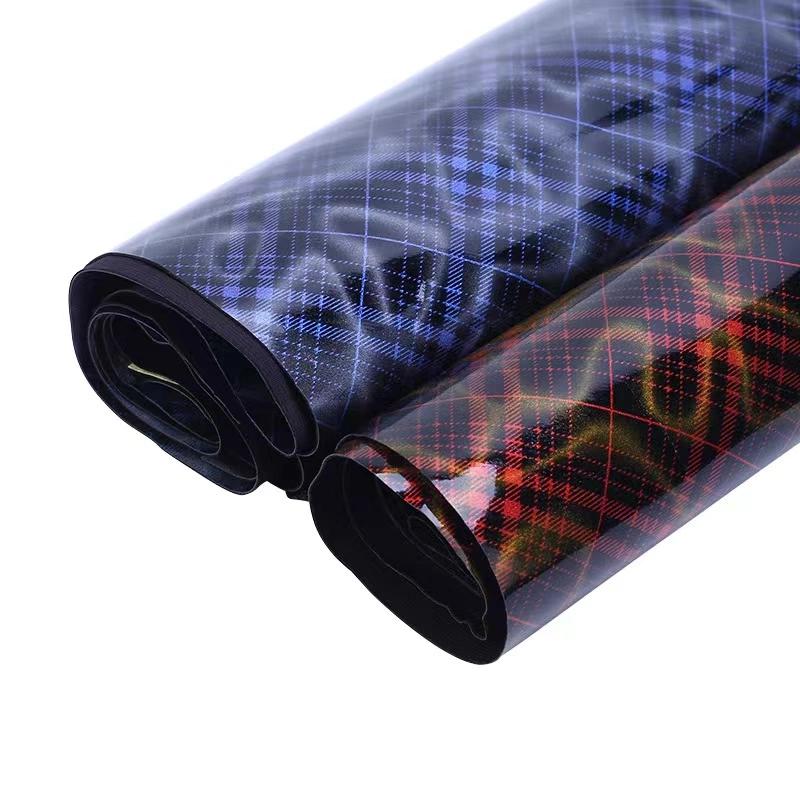 Environmental Protection TPU Laminated Four-Sided Elastic 3D Plaid Leather Fabric Sports Tight Shiny Swimwear Fabric